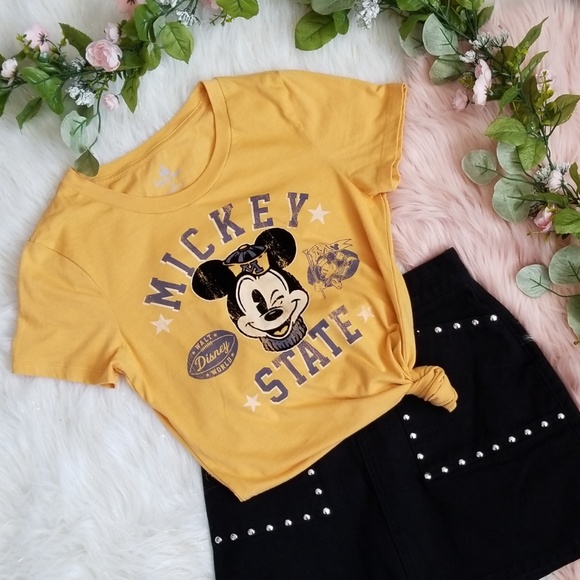 Disney Tops - 🔥5/$25! Disney Mickey State Yellow Fitted Tee